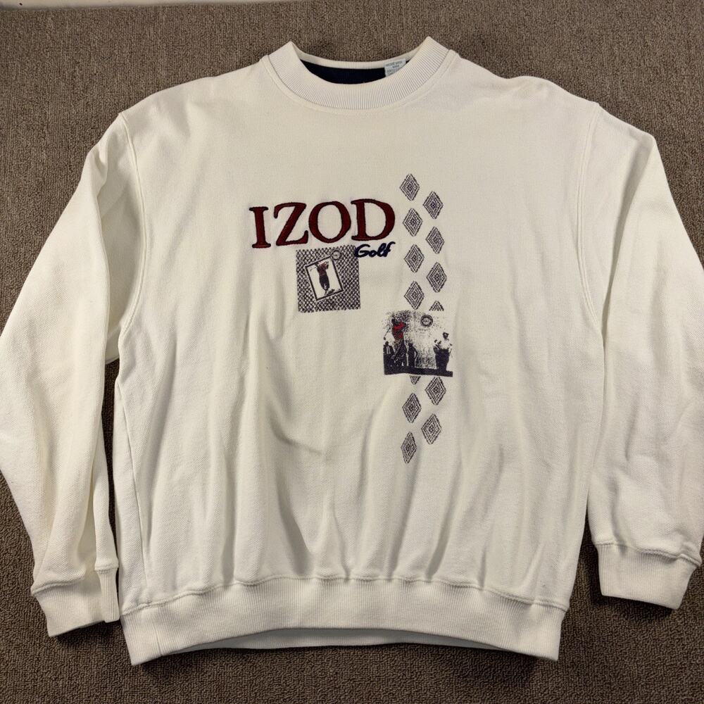 IZOD Vintage Knit Sweatshirt Golf Embroidered Medium